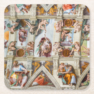 Dessous-de-verre Carré En Papier Chapelle Sixtine Michel-Ange - Vatican, Rome, Ital