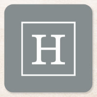 Charcoal Gray White Framed Initial monogram
