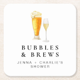 Dessous-de-verre Carré En Papier CHARLIE Bubbles & Brews Couples Douche Bienvenue