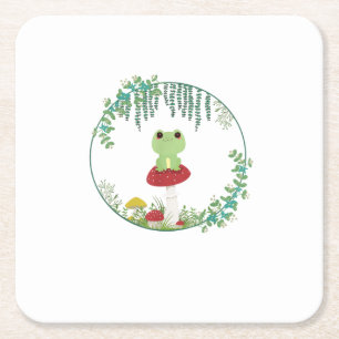 Dessous-de-verre Carré En Papier Charme Cottagecore Kawaii Grenouille Goblincore Mi