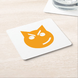 Dessous-de-verre Carré En Papier Chat Emoji au sourire