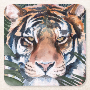 Dessous-de-verre Carré En Papier Chat Jungle - Tigre