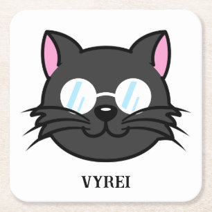 Dessous-de-verre Carré En Papier Chat noir Chat noir Chat gris Chat portant des lun
