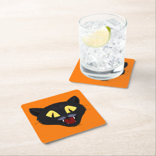 Dessous-de-verre Carré En Papier Chat noir Halloween