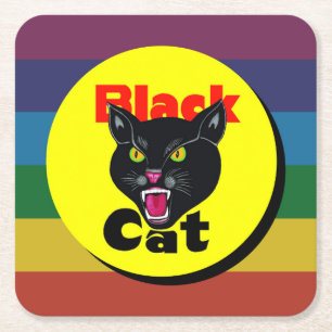 Dessous-de-verre Carré En Papier Chat noir très amusant et coloré