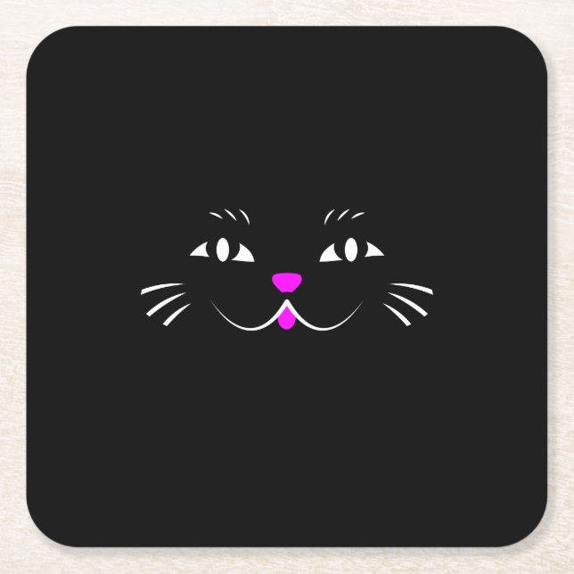 Dessous-de-verre Carré En Papier Chat noir vous observant (Devant)