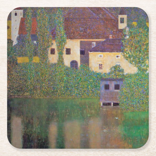Dessous-de-verre Carré En Papier Château aquatique, Gustav Klimt (Devant)