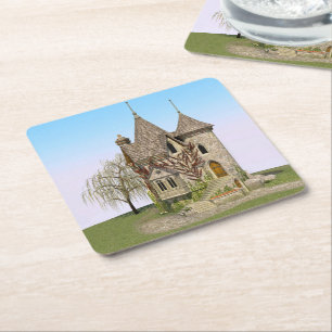 Dessous-de-verre Carré En Papier Château de Conte de Fées Cadeau de Fantaisie et d'