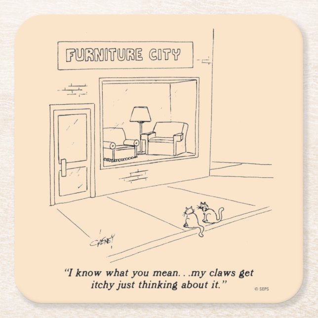 Dessous-de-verre Carré En Papier Chats Clawing Meubles (Devant)