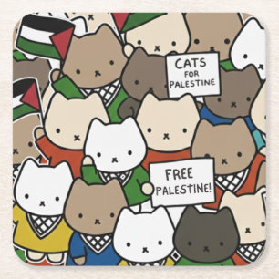 Dessous-de-verre Carré En Papier Chats pour la Palestine – Kawaii Cats pour la just