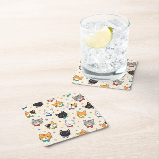 Dessous-de-verre Carré En Papier Chats souriants en nœuds papillon