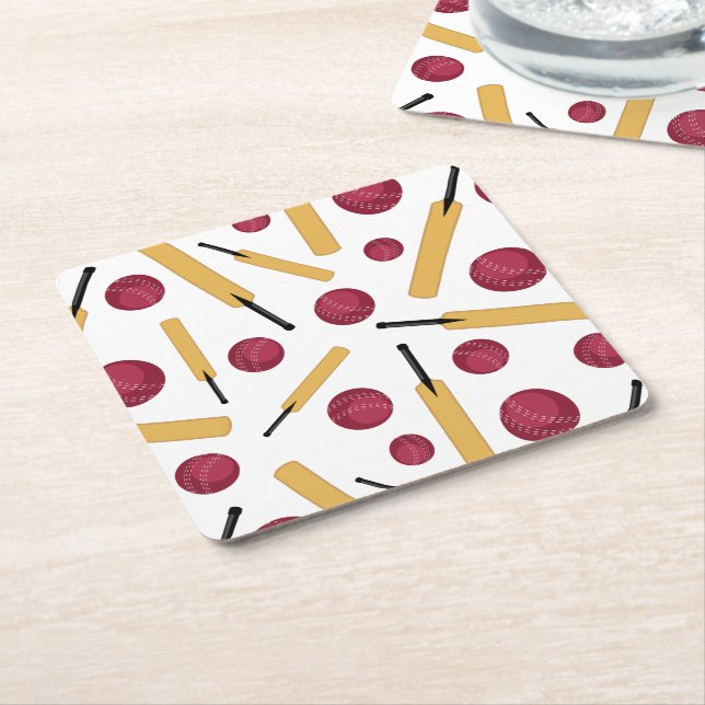 Dessous-de-verre Carré En Papier Chauves-souris et boules du joueur de cricket (Incliné)