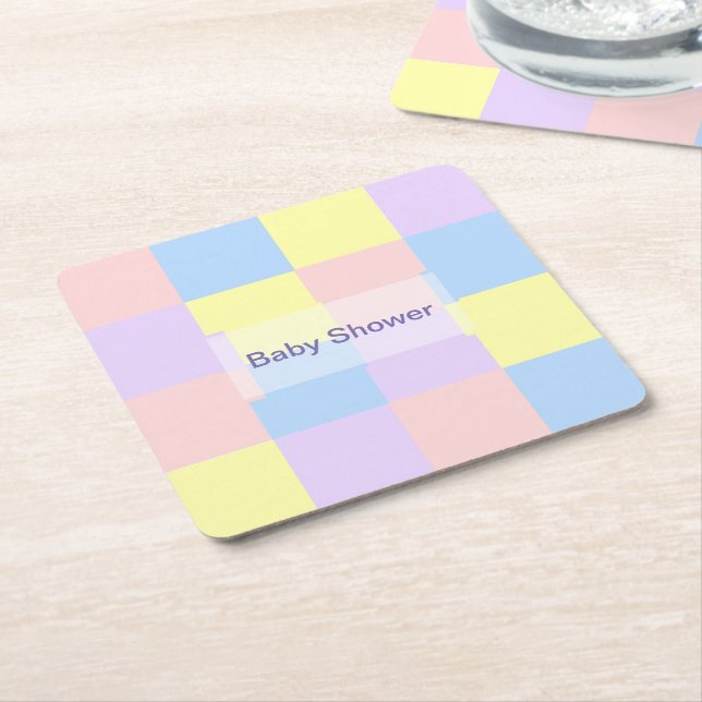 Dessous-de-verre Carré En Papier Checkers Pastel Spring (Incliné)