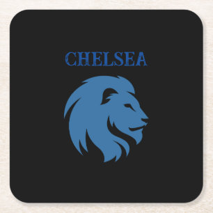 Dessous-de-verre Carré En Papier Chelsea FC avec image de lion. Personnalisable . D