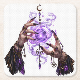 Dessous-de-verre Carré En Papier Chemise gothique aux mains de sorcière Magie Viole