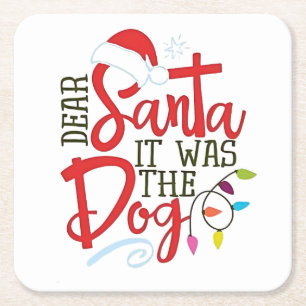 Dessous-de-verre Carré En Papier Cher Père Noël C'était Le Chien Drôle 