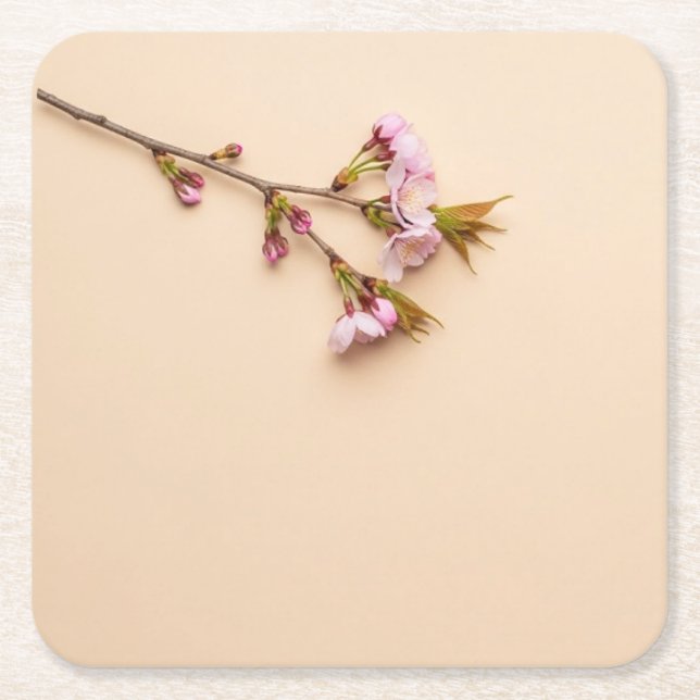 Dessous-de-verre Carré En Papier Cherry Blossom and Daisy Background (Devant)