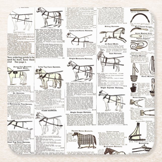 Dessous-de-verre Carré En Papier Cheval Antique Publicité Journal Art (Devant)