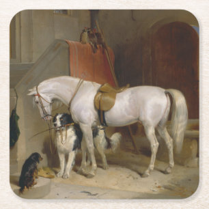 Dessous-de-verre Carré En Papier Cheval chien Favoris peinture art Landseer Proprié