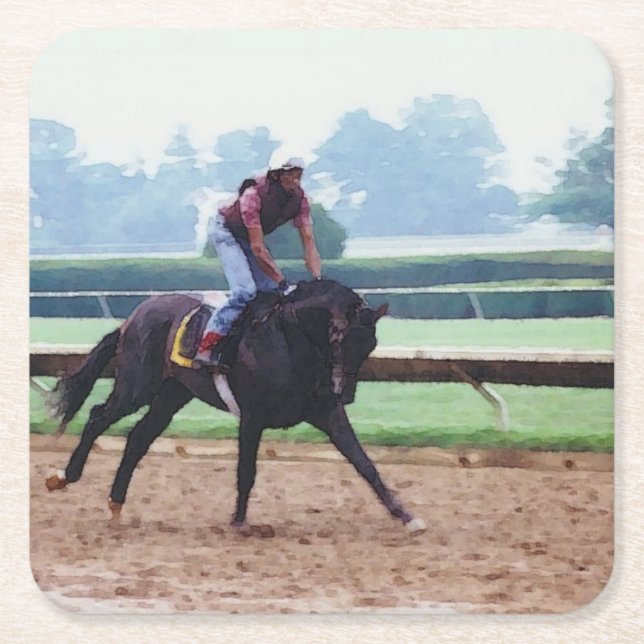Dessous-de-verre Carré En Papier Cheval de course (Devant)