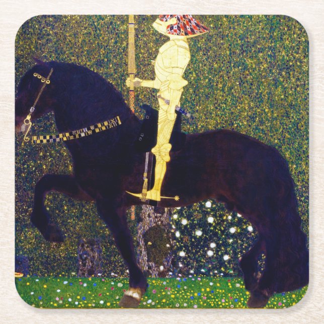 Dessous-de-verre Carré En Papier Chevalier d'or, Gustav Klimt (Devant)