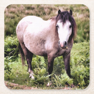 DESSOUS-DE-VERRE CARRÉ EN PAPIER CHEVAUX