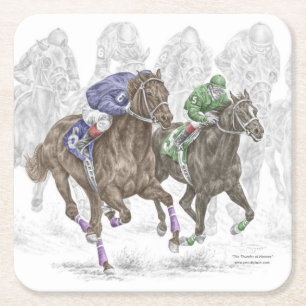Dessous-de-verre Carré En Papier Chevaux de course à la galopante