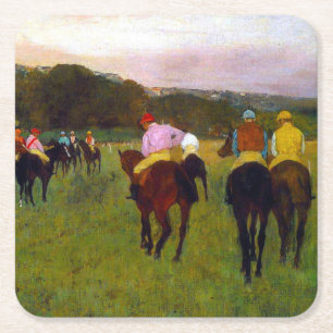 Dessous-de-verre Carré En Papier Chevaux de course Edgar Degas à Longchamp