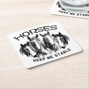 Dessous-de-verre Carré En Papier Chevaux Gardez-Moi Stable - Chevaux Animaux Amateu