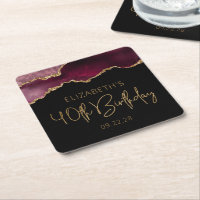 Chic Agate Geode Bourgogne Gold 40e fête d'anniver