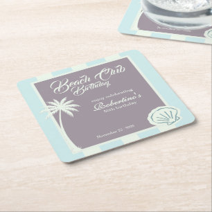 Dessous-de-verre Carré En Papier Chic Coastal Stripe Beach Club 50e Anniversaire