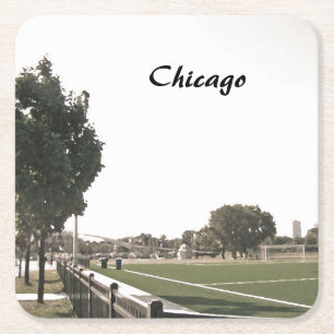 Dessous-de-verre Carré En Papier Chicago Park Dans Les Tons Sepia