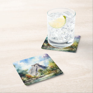 Dessous-de-verre Carré En Papier Chichen Itza