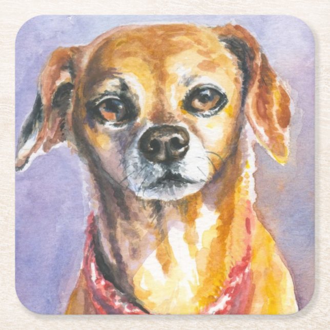Dessous-de-verre Carré En Papier Chien 2 (Devant)