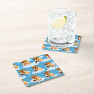 Dessous-de-verre Carré En Papier Chien Ange Mignon Chien Animal Amoureux Dessin Ani