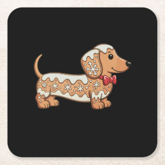 Dessous-de-verre Carré En Papier Chien de Noël en pain d'épice teckel