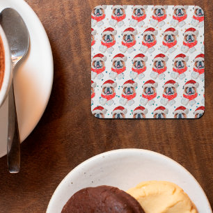 Dessous-de-verre Carré En Papier Chien de race anglaise Bulldog Noël