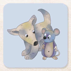 Dessous-de-verre Carré En Papier Chien et souris