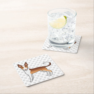 Dessous-de-verre Carré En Papier Chien Ibizan Hound à poil dur rouge et blanc & pat