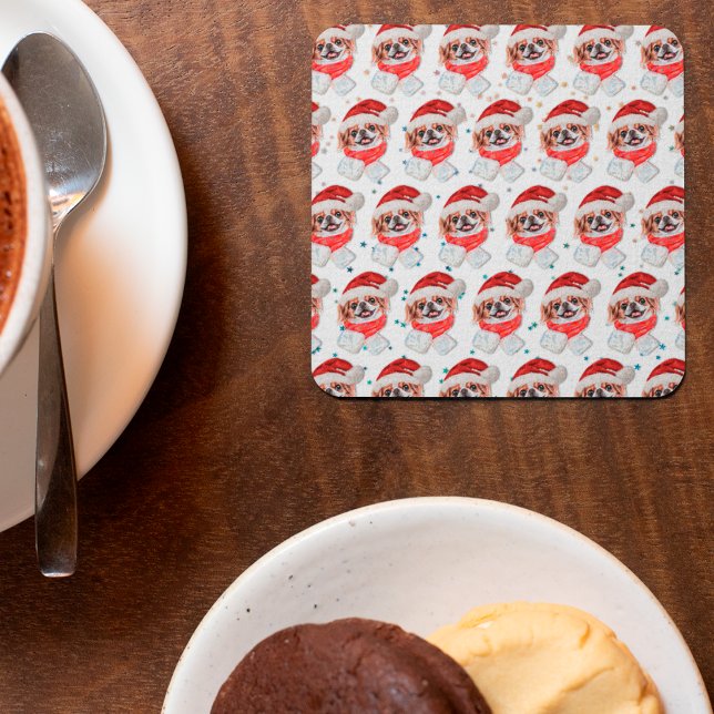 Dessous-de-verre Carré En Papier Chien japonais race Étoiles de Noël (Créateur téléchargé)