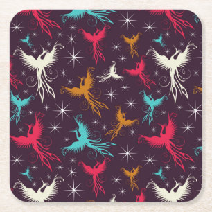 Dessous-de-verre Carré En Papier Chiffre motif d'oiseaux de Phoenix