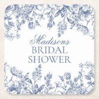 Chinoiserie Bleue Mariage Floral Vintage Shower de