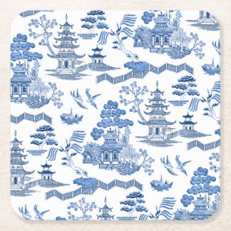 Dessous-de-verre Carré En Papier Chinoiserie Blue Willow pattern 