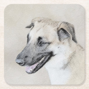 Dessous-de-verre Carré En Papier Chinook (oreilles d'hélicoptère) Peinture - Chien