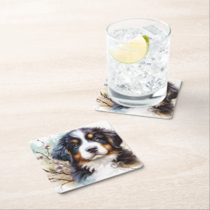 Dessous-de-verre Carré En Papier Chiots IA de Chien de Montagne des Bernese