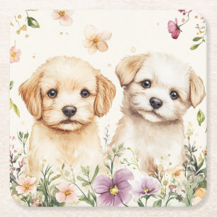 Dessous-de-verre Carré En Papier Chiots mignons