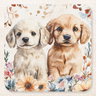 Dessous-de-verre Carré En Papier Chiots mignons