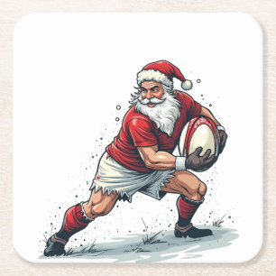 Dessous-de-verre Carré En Papier Chirstmas Imaginaire Football Jouer Père Noël