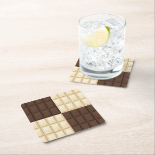 Dessous-de-verre Carré En Papier Chocolat Brown Et Blanc
