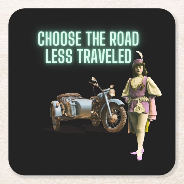 Dessous-de-verre Carré En Papier Choisir la route Moins Voyagé Amusants Altered Art (Devant)